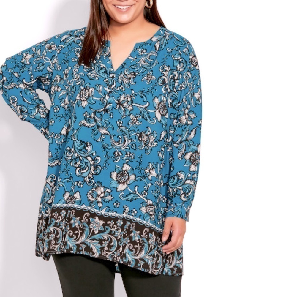 Nwt AVENUE Azure Treasure It Paisley Blouse Tunic Size 20 (R16.5)